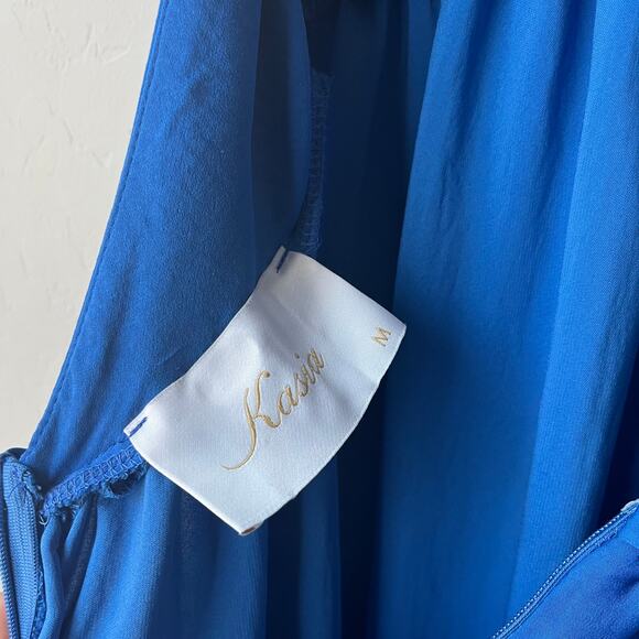 Kasia Dress Blue Halter Tiered Sleeveless Boho Maxi Dress Size M - Picture 4 of 8